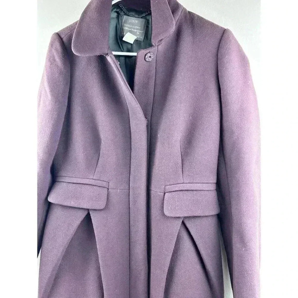 J.Crew Classic Lady Day Coat Italian‎ Double Cloth Wool Eggplant Women’s Size 6 - Picture 3 of 6
